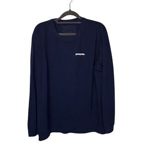 Patagonia Men's Long Sleeve Logo Tee Blue Size M Graphic Print